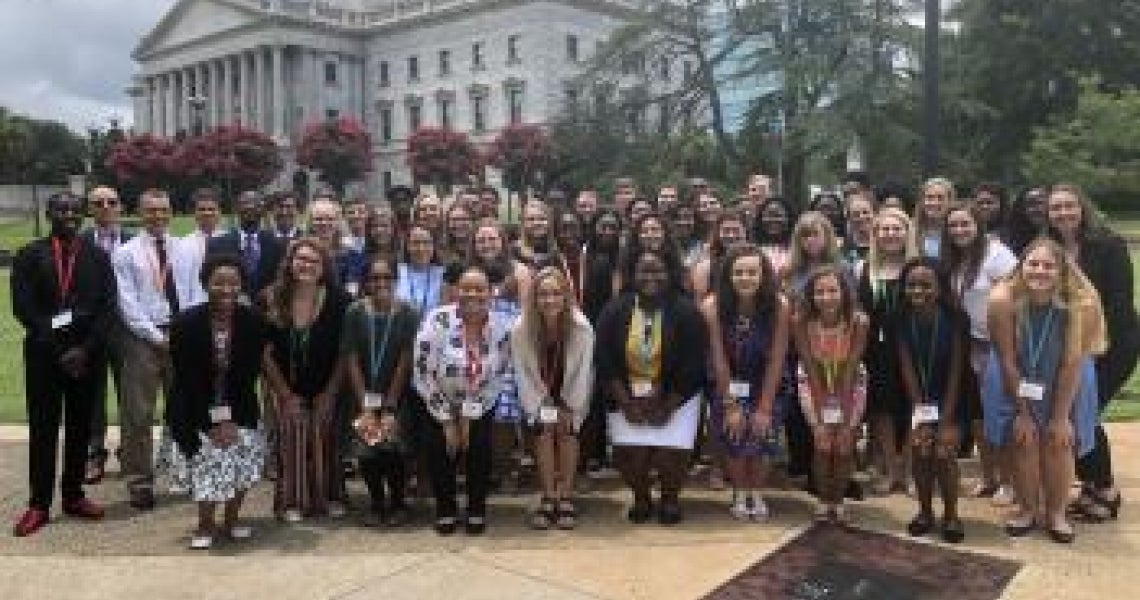 2019 Cooperative Youth Summit students outside the S.C. Statehouse