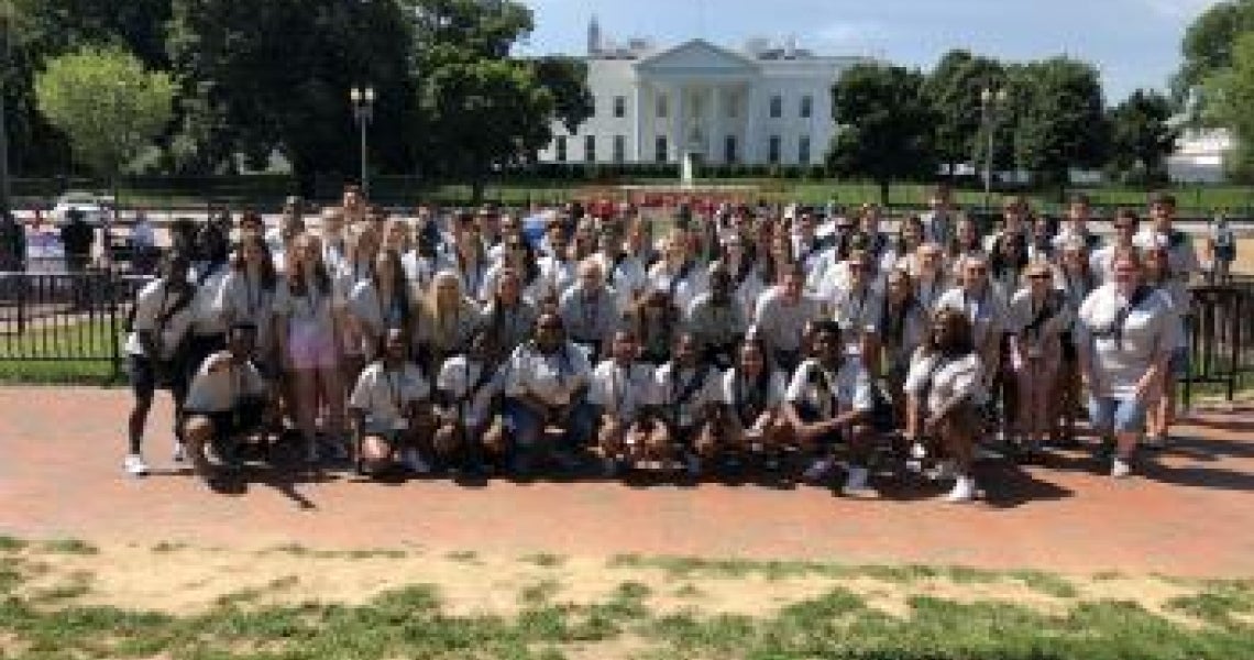 2019 Washington Youth Tour students outside the White House