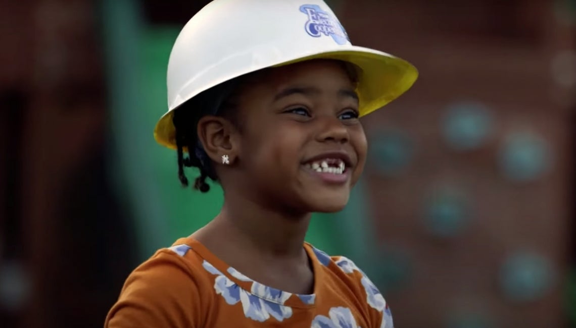 Smiling Girl w/ ECSC Bucket Helmet